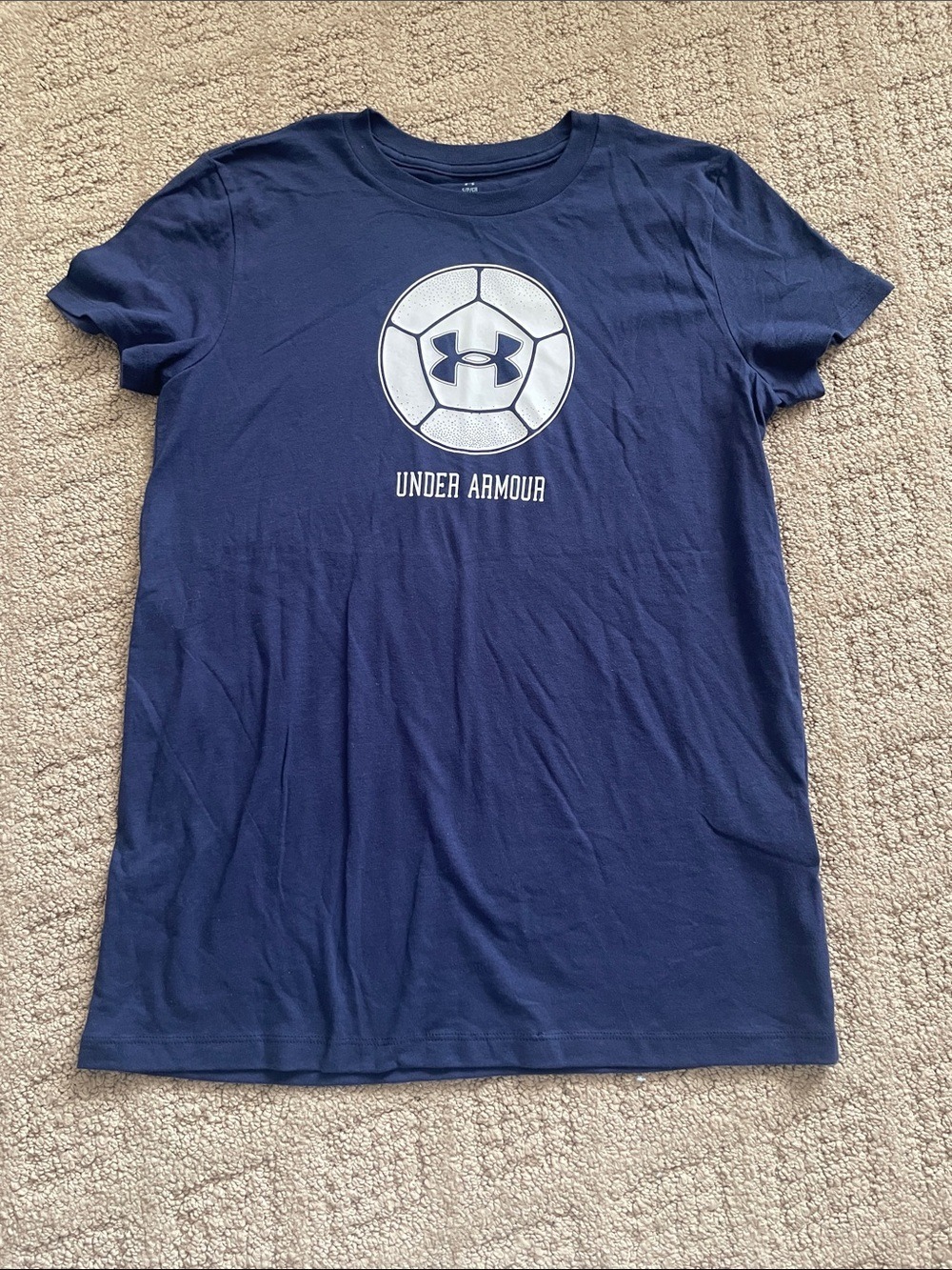 Under Armour Navy Tee with White Soccer Logo